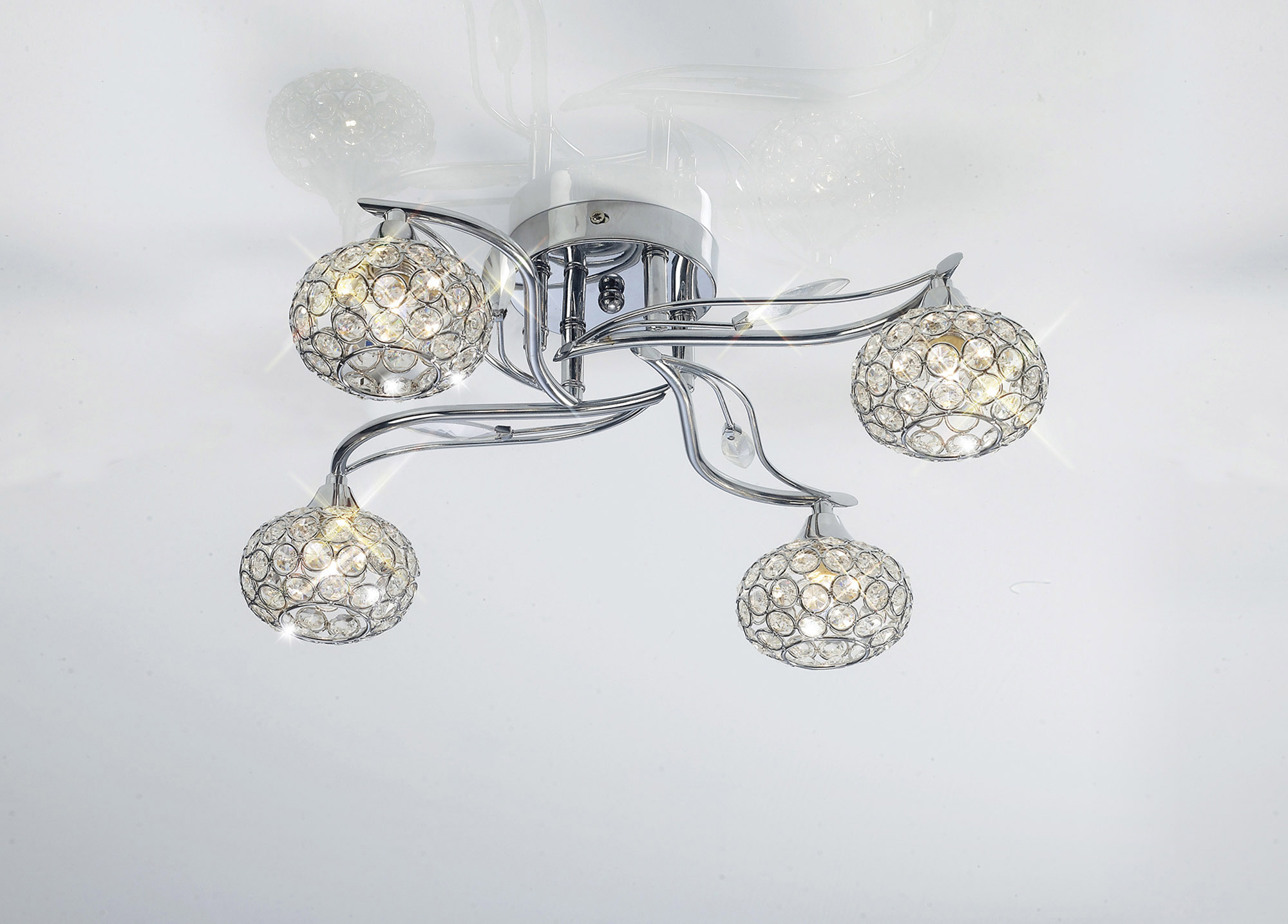 IL30954  Leimo Crystal Ceiling 4 Light Polished Chrome